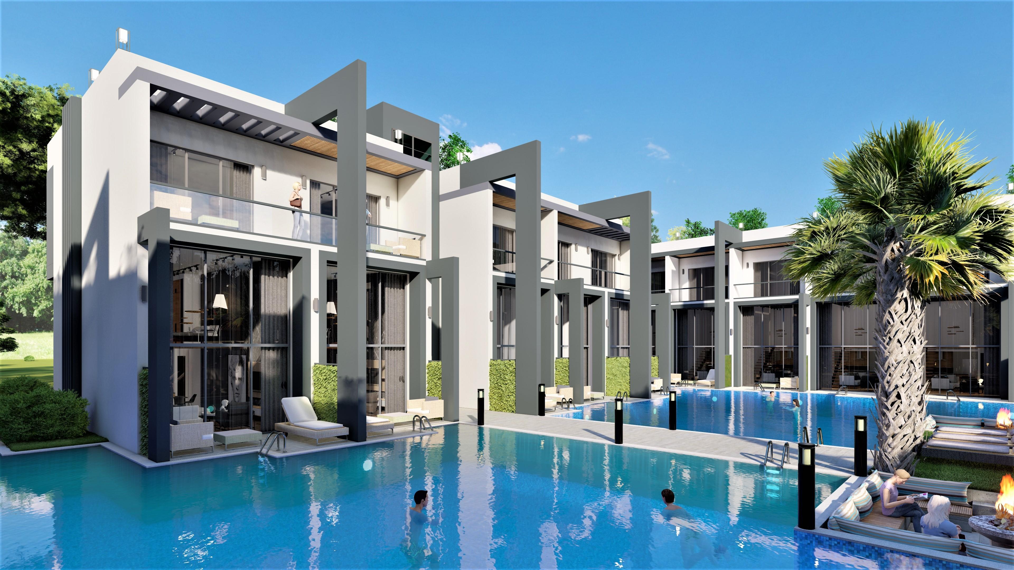 North Cyprus pool side house front