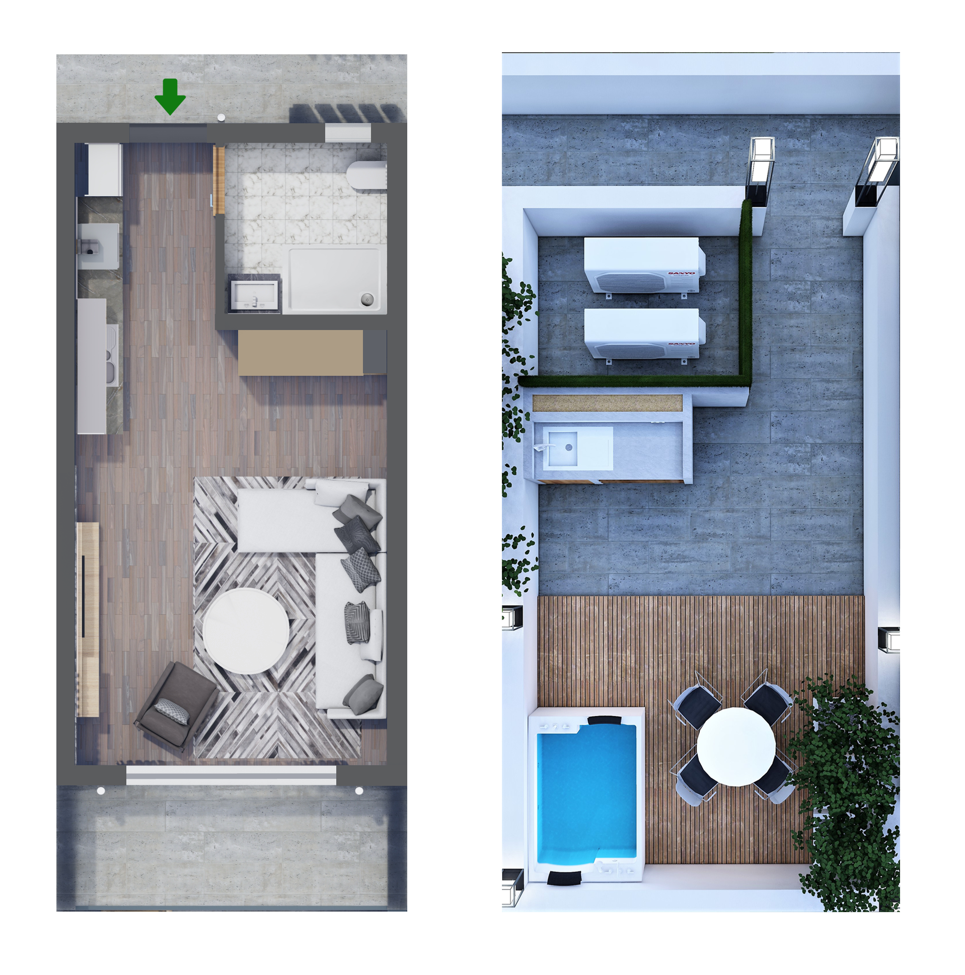 Studio penthouse floor plan