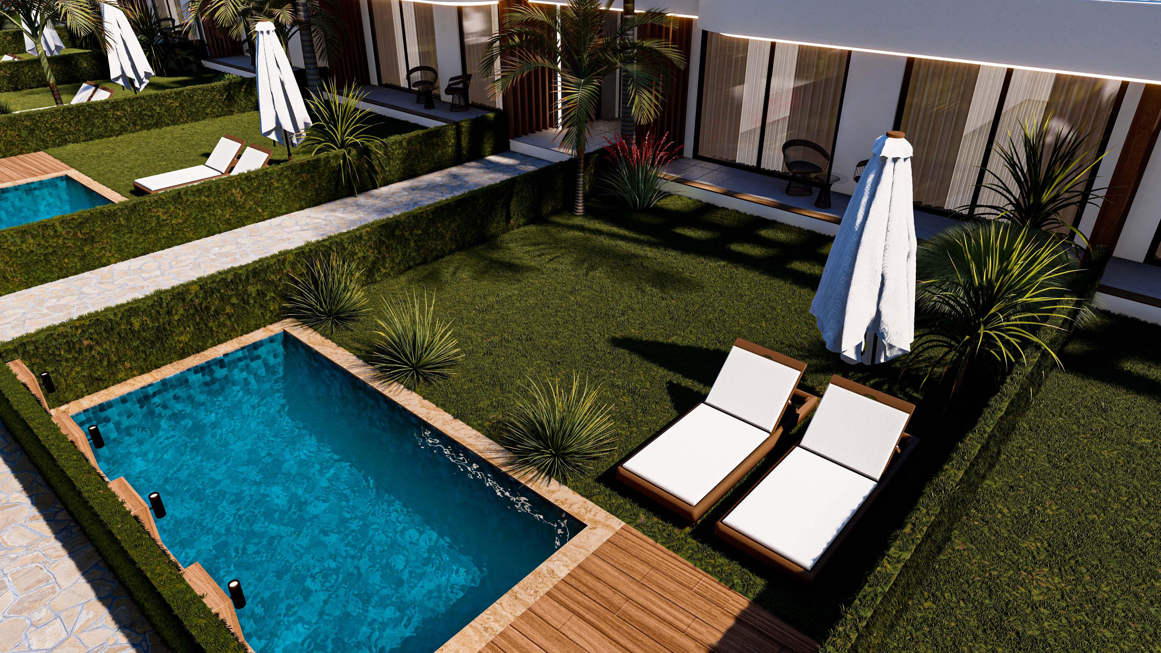 North Cyprus pool side house front